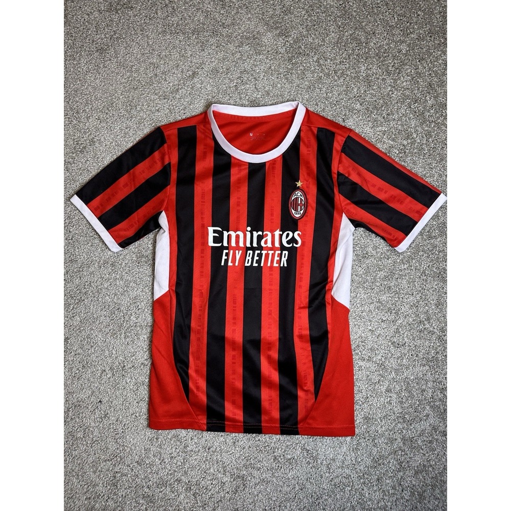 AC Milan 125th Anniversary Youth Size 26 (10/11)Soccer Jersey Red Black Emirates